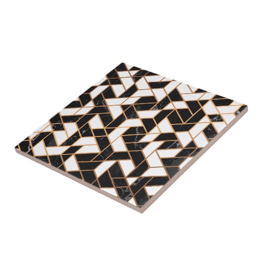 Zwart-witte marmer tegeltje (Zijkant)