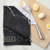 Zwart-witte marmer theedoek (Quarter Fold)