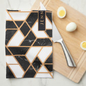 Zwart-witte marmer theedoek (Quarter Fold)