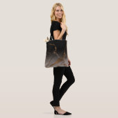 Zwart-witte marmer tote bag (Op model)