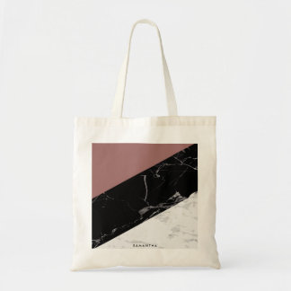 Zwart-witte marmer tote bag