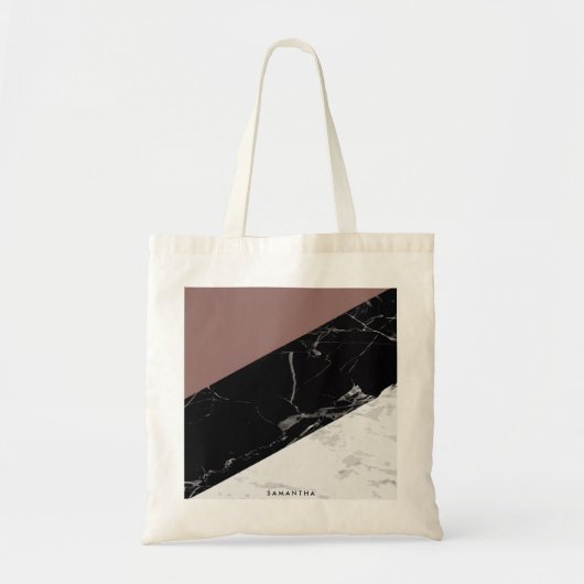 Zwart-witte marmer tote bag (Voorkant)