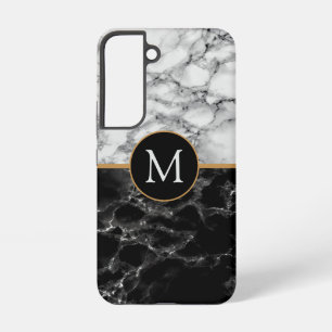 Zwart Witte Marmer Uw Letter Samsung Hoesje Samsung Galaxy Hoesje