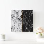 Zwart-witte marmer -  - vierkante klok (Huis)
