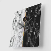 Zwart-witte marmer -  - vierkante klok (Hoek)