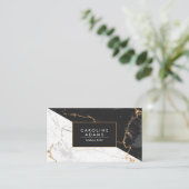 Zwart-witte marmer visitekaartje (Staand voorkant)