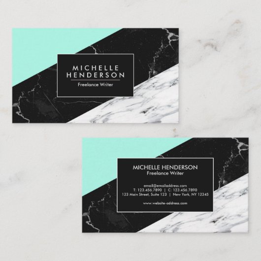 Zwart-witte marmer visitekaartje (Voorkant / Achterkant)