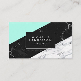 Zwart-witte marmer visitekaartje