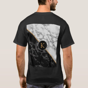 Zwart-witte marmer - voeg uw brief/jaar toe t-shirt