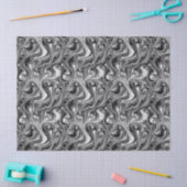 Zwart Witte Marmer Werveling Monochroom Abstract Tissuepapier (Craft)