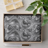 Zwart Witte Marmer Werveling Monochroom Abstract Tissuepapier (Geschenk)