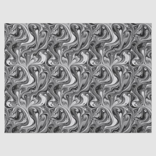 Zwart Witte Marmer Werveling Monochroom Abstract Tissuepapier (Voorkant)