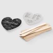 Zwart Witte Marmeren Hart Elegant Trouwprogramma Handwaaier (Niet-gemonteerd)
