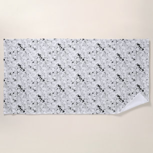 Zwart Witte Marmeren Strandhanddoek Modern Patroon Strandlaken