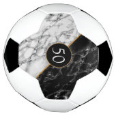 Zwart-witte marmersteen - voeg uw leeftijd toe / j voetbal (Gedraaid)