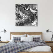 Zwart-witte marmervochtige kunst canvas afdruk (Insitu (Slaapkamer))