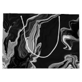 Zwart-witte marmervochtige kunst groot cadeauzakje (Achterkant)