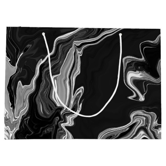 Zwart-witte marmervochtige kunst groot cadeauzakje (Achterkant)
