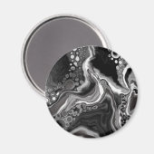 Zwart-witte marmervochtige kunst magneet (Voorkant / Achterkant)