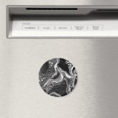 Zwart-witte marmervochtige kunst magneet (Insitu (Vaatwasser))