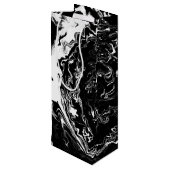 Zwart-witte marmervochtige kunst wijn cadeautas (Achterkant Gekanteld)