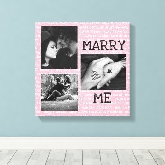 Zwart-witte marry Ik Couple's fotokunst Canvas Afdruk (Insitu (Houten vloer))