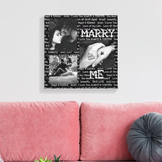 Zwart-witte marry Ik Couple's fotokunst Canvas Afdruk (Insitu (Woonkamer))