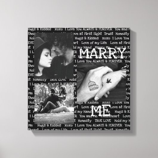 Zwart-witte marry Ik Couple's fotokunst Canvas Afdruk (Voorkant)