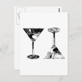 Zwart-witte MartinisPop Art Briefkaart (Voorkant / Achterkant)
