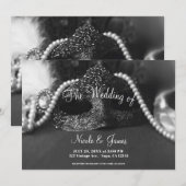 Zwart & Witte Masquerade Masker Parels Bruiloft Kaart (Voorkant / Achterkant)