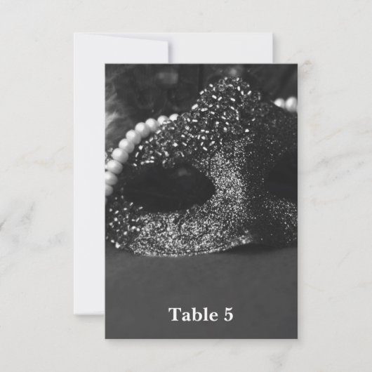 Zwart & Witte Masquerade Masker Parels Tafelnummer (Voorkant)