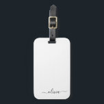 Zwart Witte Meisjesachtige Script Monogram Naam Mo Bagagelabel<br><div class="desc">Zilver en Wit Monogram Voeg Eigen Naam Toe Script Handtekening Kussen. Het bagagelabel is het perfecte cadeau voor een sweet 16 verjaardag,  bruiloft,  bruidsfeest,  babyfeest of vrijgezellenfeest voor iemand die van een chic elegante en moderne stijl houdt.</div>
