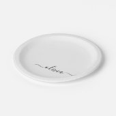 Zwart Witte Meisjesachtige Script Monogram Naam Mo Papieren Bordje (Gekanteld)
