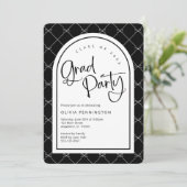 Zwart Witte Meisjesachtige Strikken Patroon Afstud Kaart (Staand voorkant)