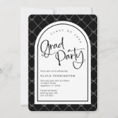 Zwart Witte Meisjesachtige Strikken Patroon Afstud Kaart (Voorkant)