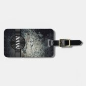 Zwart-witte metaalroest bagagelabel (Voorkant horizontaal)