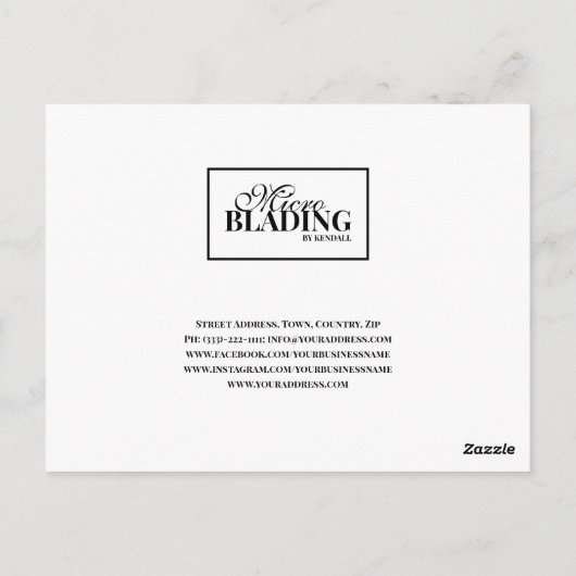 Zwart Witte Microblading Dank U Klant Korting Briefkaart (Achterkant)