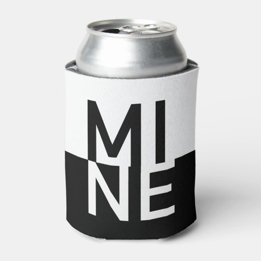 Zwart-witte MINE Blikjeskoeler (Blikje Voorkant)