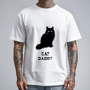 Zwart Witte Minimaal Kat Vader Grappig T-shirt