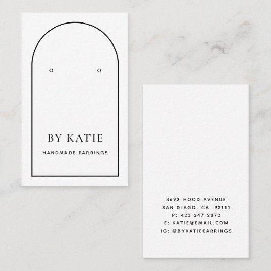 Zwart-witte, minimale Arch Earring-beeldscherm Visitekaartje (Voorkant / Achterkant)