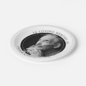 Zwart-witte, minimale foto in liefdevol geheugen papieren bordje (Gekanteld)