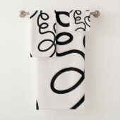 Zwart-witte, minimale lijnpenseelstreken bad handdoek (Insitu)