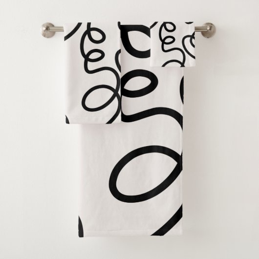 Zwart-witte, minimale lijnpenseelstreken bad handdoek (Insitu)
