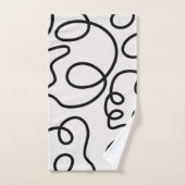Zwart-witte, minimale lijnpenseelstreken bad handdoek (Handdoek)
