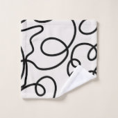 Zwart-witte, minimale lijnpenseelstreken bad handdoek (Wasdoekje)