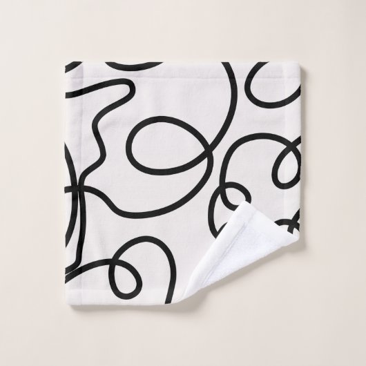 Zwart-witte, minimale lijnpenseelstreken bad handdoek (Wasdoekje)