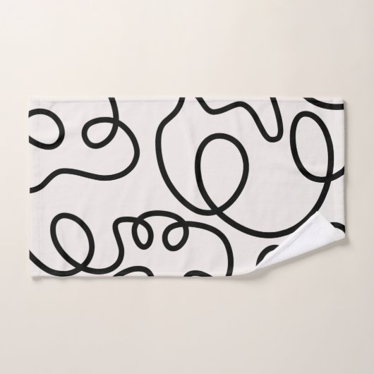 Zwart-witte, minimale lijnpenseelstreken bad handdoek (Handdoek)
