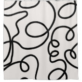 Zwart-witte, minimale lijnpenseelstreken douchegordijn (Voorkant)