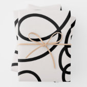 Zwart-witte, minimale lijnpenseelstreken inpakpapier vel (In situ)