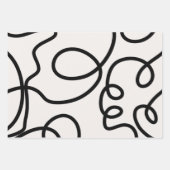 Zwart-witte, minimale lijnpenseelstreken inpakpapier vel (Voorkant)